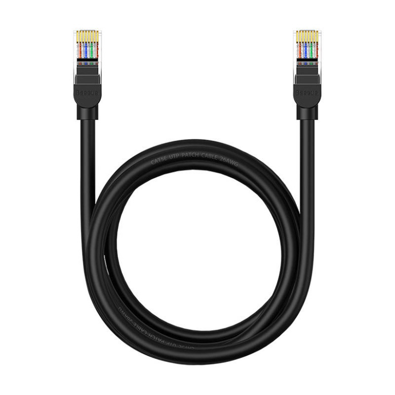 Baseus Ethernet CAT5 hálózati kábel, 2m (fekete) Baseus Ethernet CAT5 hálózati kábel, 2m (fekete)