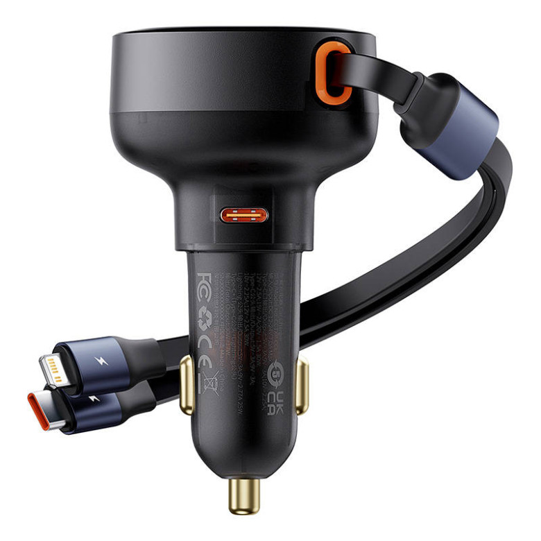 Baseus Enjoyment autó töltő USB-C - USB-C kábellel, Lightning 60W (fekete) Baseus Enjoyment autó töltő USB-C - USB-C kábellel, Lightning 60W (fekete)