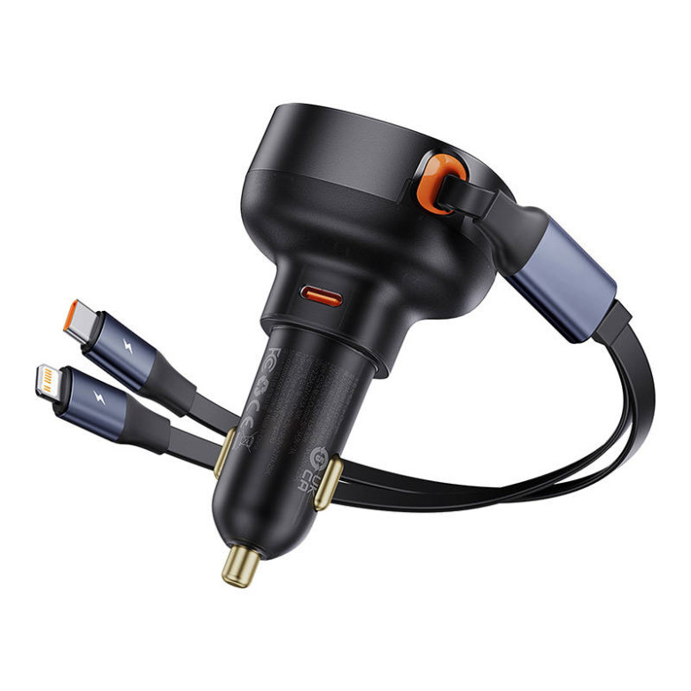 Baseus Enjoyment autó töltő USB-C - USB-C kábellel, Lightning 60W (fekete) Baseus Enjoyment autó töltő USB-C - USB-C kábellel, Lightning 60W (fekete)