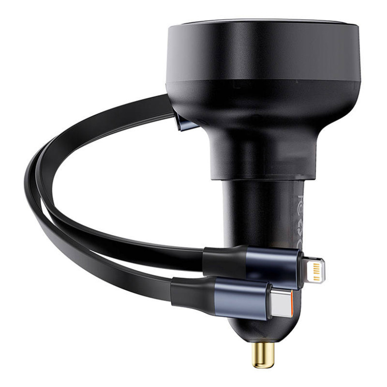 Baseus Enjoyment autó töltő USB-C - USB-C kábellel, Lightning 60W (fekete) Baseus Enjoyment autó töltő USB-C - USB-C kábellel, Lightning 60W (fekete)