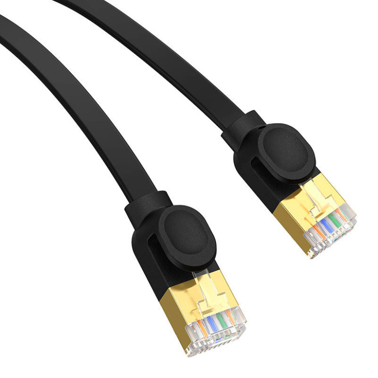 Baseus Cat 7 UTP Ethernet RJ45 kábel lapos 1 m fekete Baseus Cat 7 UTP Ethernet RJ45 kábel lapos 1 m fekete
