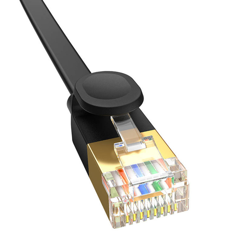 Baseus Cat 7 UTP Ethernet RJ45 kábel lapos 1 m fekete Baseus Cat 7 UTP Ethernet RJ45 kábel lapos 1 m fekete