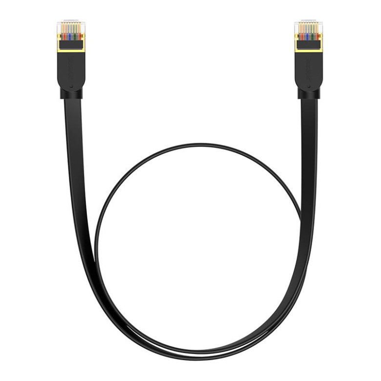 Baseus Cat 7 UTP Ethernet RJ45 kábel lapos 1 m fekete Baseus Cat 7 UTP Ethernet RJ45 kábel lapos 1 m fekete
