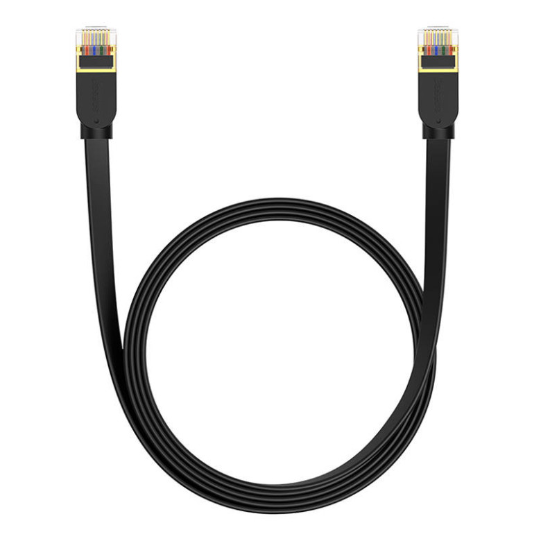 Baseus Cat 7 UTP Ethernet RJ45 kábel lapos 2 m fekete Baseus Cat 7 UTP Ethernet RJ45 kábel lapos 2 m fekete