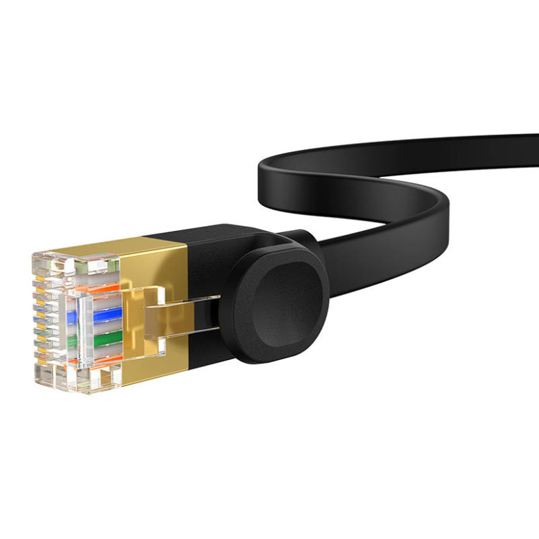 Baseus Cat 7 UTP Ethernet RJ45 kábel lapos 2 m fekete Baseus Cat 7 UTP Ethernet RJ45 kábel lapos 2 m fekete