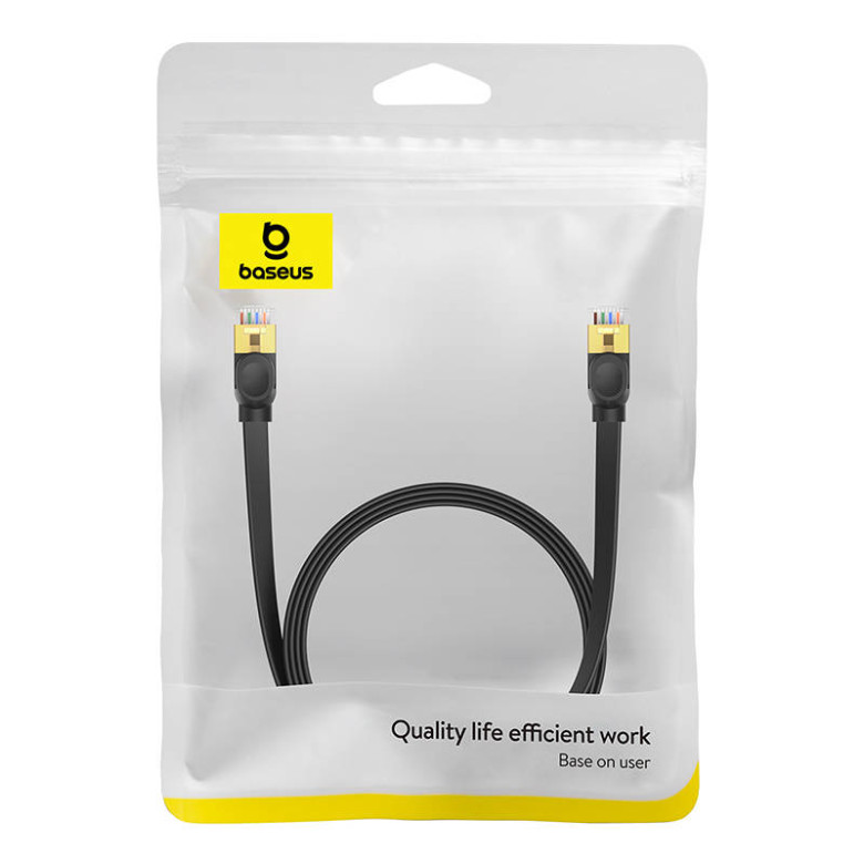 Baseus Cat 7 UTP Ethernet RJ45 kábel lapos 2 m fekete Baseus Cat 7 UTP Ethernet RJ45 kábel lapos 2 m fekete