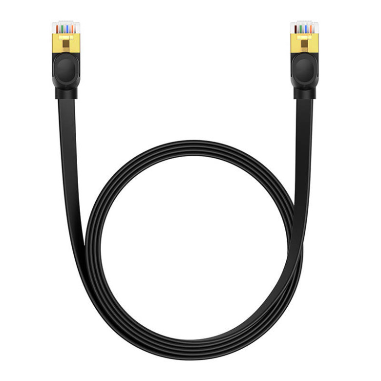 Baseus Cat 7 UTP Ethernet RJ45 kábel lapos 2 m fekete Baseus Cat 7 UTP Ethernet RJ45 kábel lapos 2 m fekete
