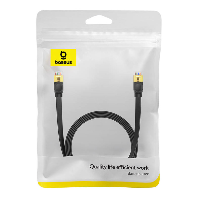 Baseus Cat 7 UTP Ethernet RJ45 kábel lapos 3 m fekete Baseus Cat 7 UTP Ethernet RJ45 kábel lapos 3 m fekete