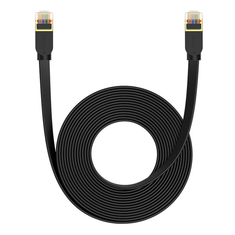 Baseus Cat 7 UTP Ethernet RJ45 kábel lapos 8 m fekete Baseus Cat 7 UTP Ethernet RJ45 kábel lapos 8 m fekete