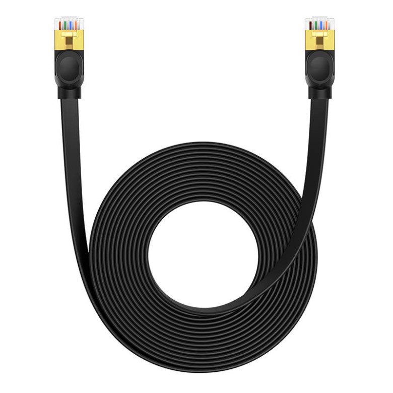 Baseus Cat 7 UTP Ethernet RJ45 kábel lapos 8 m fekete Baseus Cat 7 UTP Ethernet RJ45 kábel lapos 8 m fekete