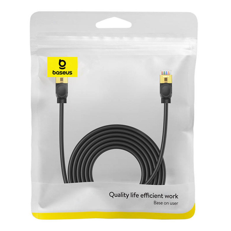 Baseus Cat 7 10Gb Ethernet RJ45 kábel 5m fekete Baseus Cat 7 10Gb Ethernet RJ45 kábel 5m fekete
