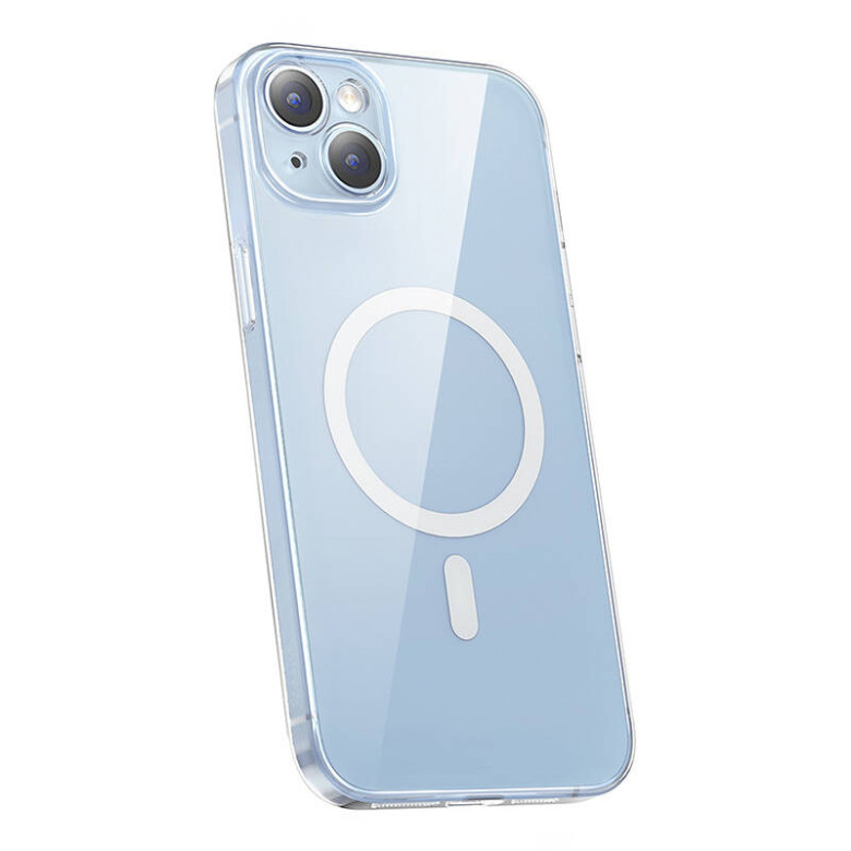 Baseus Crystal Series mágneses tok iPhone 14 Plus készülékhez + edzett üveg Baseus Crystal Series mágneses tok iPhone 14 Plus készülékhez + edzett üveg