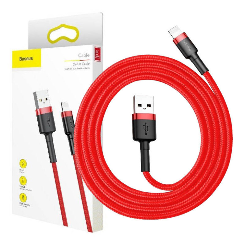 Baseus Cafule 2.4A Lightning USB-kábel, 1 m (piros)