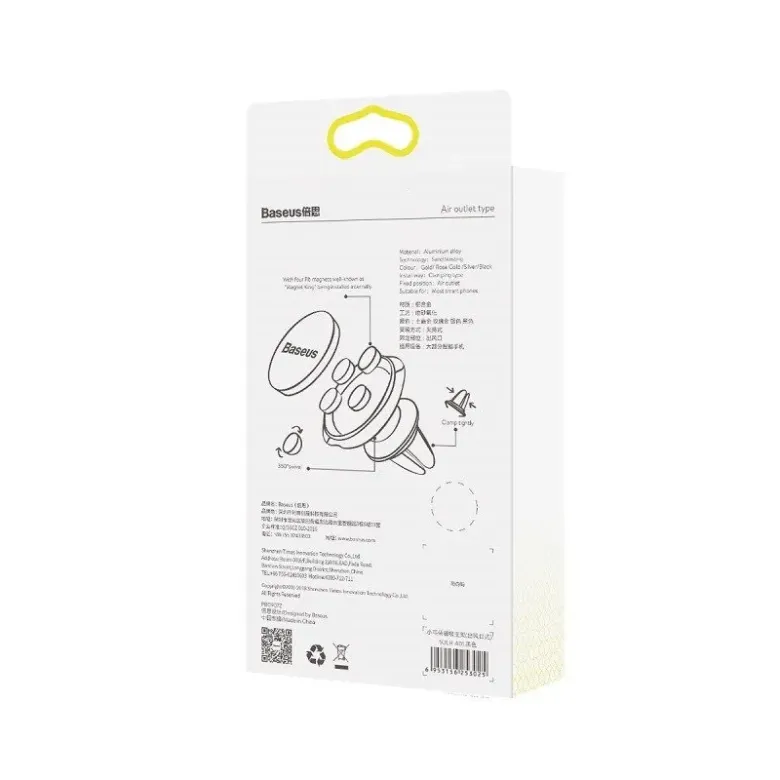Baseus Small Ears Mágneses autós telefontartó szellőzőrácshoz (fekete)