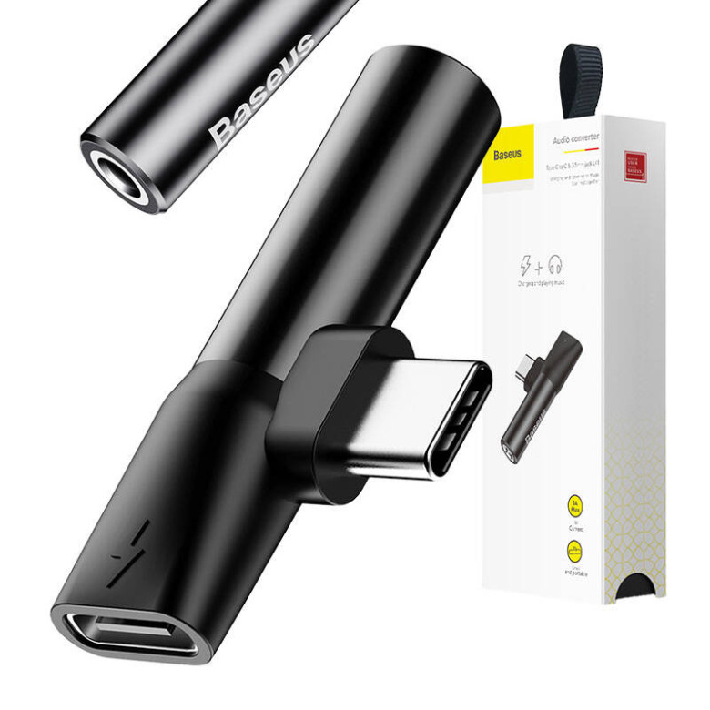 Baseus USB-C-USB-C+Mini Jack 3,5 mm audio adapter (fekete) Baseus USB-C-USB-C+Mini Jack 3,5 mm audio adapter (fekete)