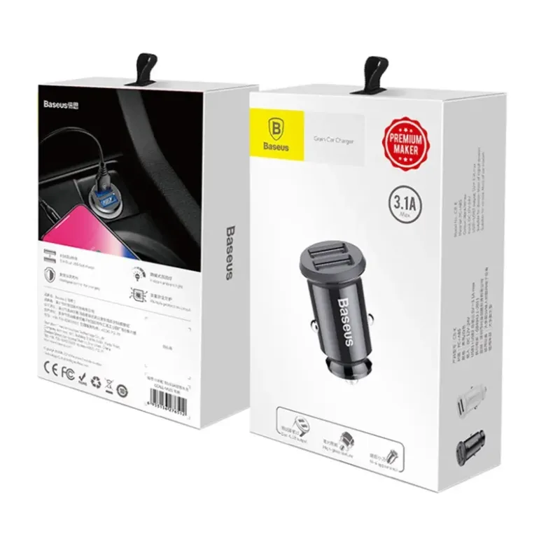 Baseus Grain 2x USB 5V 3.1A autós töltő (fekete)