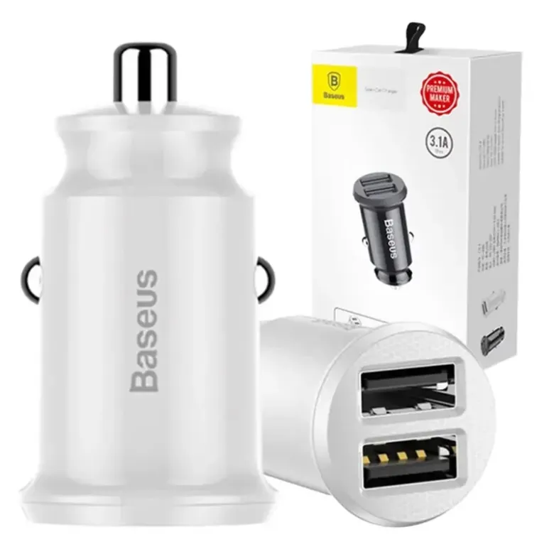 Baseus Grain autós töltő 2x USB 5V 3.1A (fehér) Baseus Grain autós töltő 2x USB 5V 3.1A (fehér)