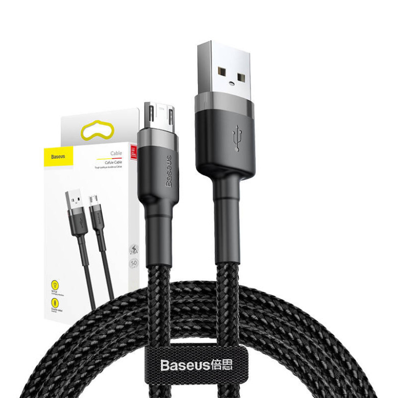 Baseus Cafule USB-Micro-USB kábel, 0.5m, 2.4A (szürke-fekete) Baseus Cafule USB-Micro-USB kábel, 0.5m, 2.4A (szürke-fekete)