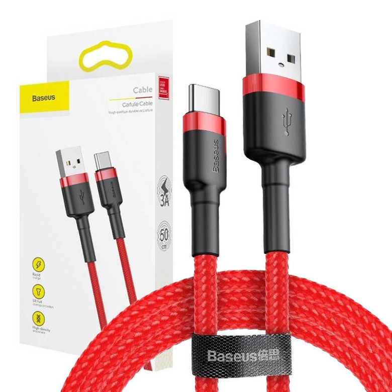 Baseus Cafule USB-USB-C kábel, 3A, 1m (piros) Baseus Cafule USB-USB-C kábel, 3A, 1m (piros)