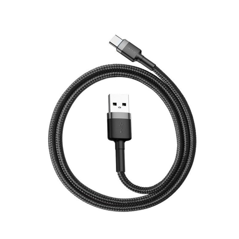 USB-USB-C kábel Baseus Cafule 3A 1m (szürke-fekete) USB-USB-C kábel Baseus Cafule 3A 1m (szürke-fekete)