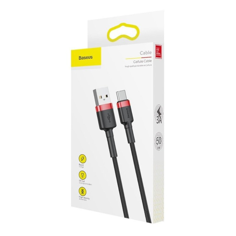 Baseus Cafule USB-USB-C kábel, 2A, 2m (piros-fekete) Baseus Cafule USB-USB-C kábel, 2A, 2m (piros-fekete)