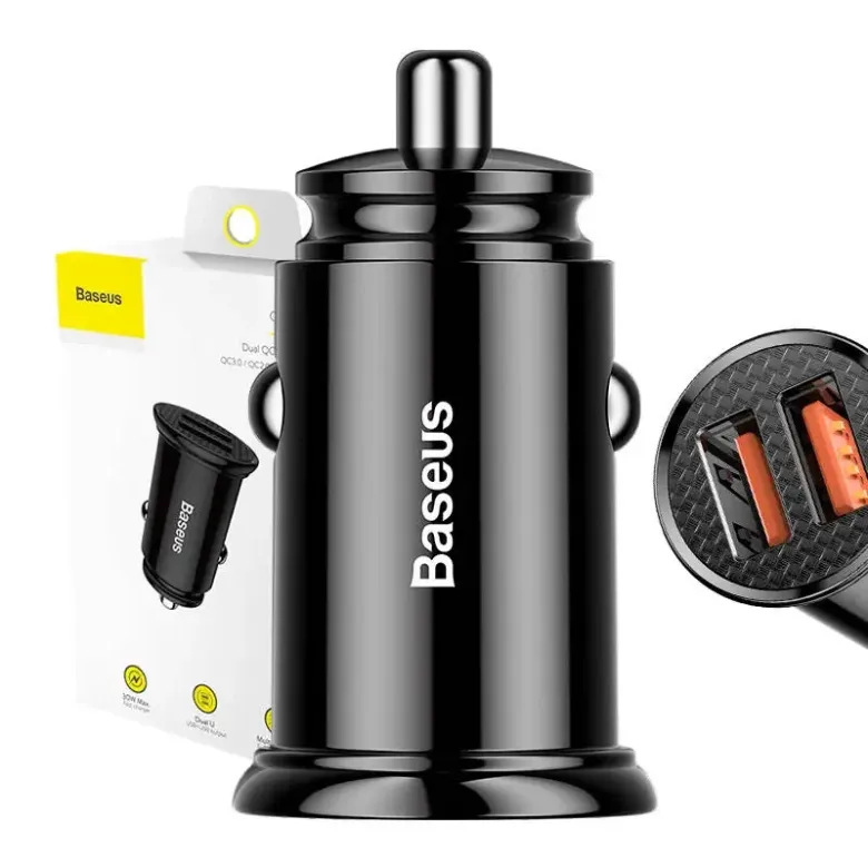 Baseus Circular autós gyorstöltő 2xUSB, QC 3.0, 5A, 30W (fekete) Baseus Circular autós gyorstöltő 2xUSB, QC 3.0, 5A, 30W (fekete)