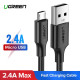 UGREEN USB-Micro USB kábel, QC 3.0, 2.4A, 0.5m (fekete)