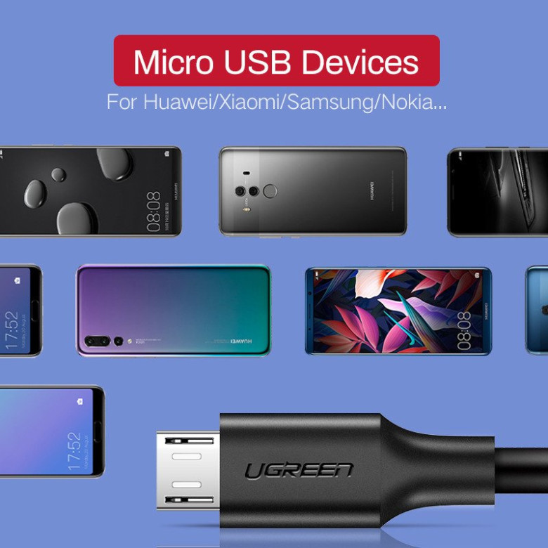 UGREEN USB-Micro USB kábel, QC 3.0, 2.4A, 0.5m (fekete) UGREEN USB-Micro USB kábel, QC 3.0, 2.4A, 0.5m (fekete)