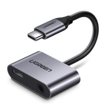 USB-C-USB-C adapter és UGREEN 3,5 mm-es jack csatlakozó (szürke)
