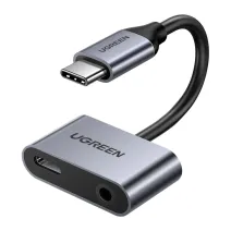 UGREEN USB-C-USB-C adapter és 3,5 mm-es jack csatlakozó (szürke)