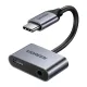 UGREEN USB-C-USB-C adapter és 3,5 mm-es jack csatlakozó (szürke)