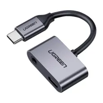 UGREEN USB-C-USB-C adapter és 3,5 mm-es jack csatlakozó (szürke)