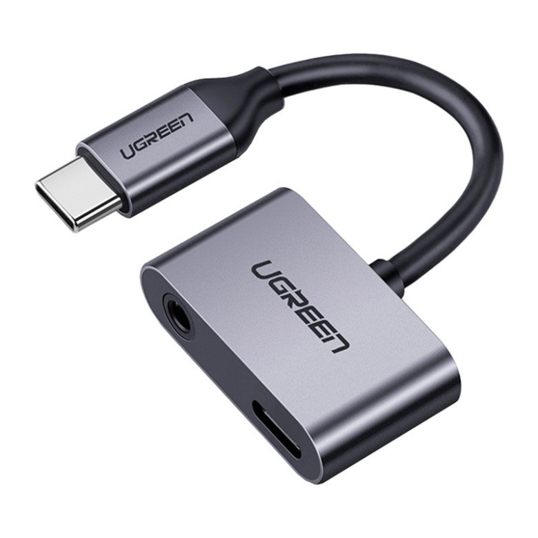 USB-C-USB-C adapter és UGREEN 3,5 mm-es jack csatlakozó (szürke)
