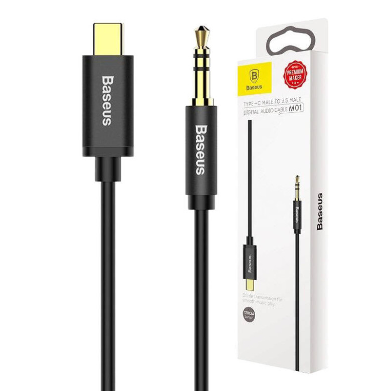 Baseus Yiven USB-C - 3,5 mm-es mini jack audio kábel, 1,2 m (fekete) Baseus Yiven USB-C - 3,5 mm-es mini jack audio kábel, 1,2 m (fekete)