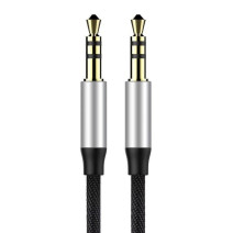 Baseus Yiven AUX 3,5 mm mini jack audio kábel, 1m (fekete-ezüst)