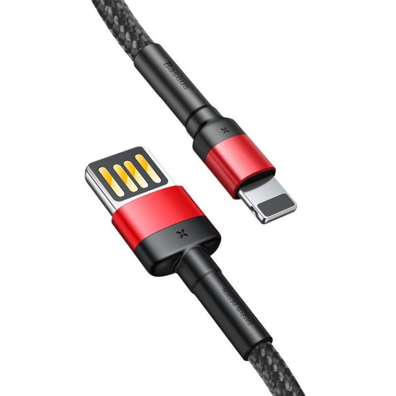 Baseus Cafule 2,4A 1 m-es Lightning USB-kábel (kétoldalas) (fekete és piros) Baseus Cafule 2,4A 1 m-es Lightning USB-kábel (kétoldalas) (fekete és piros)