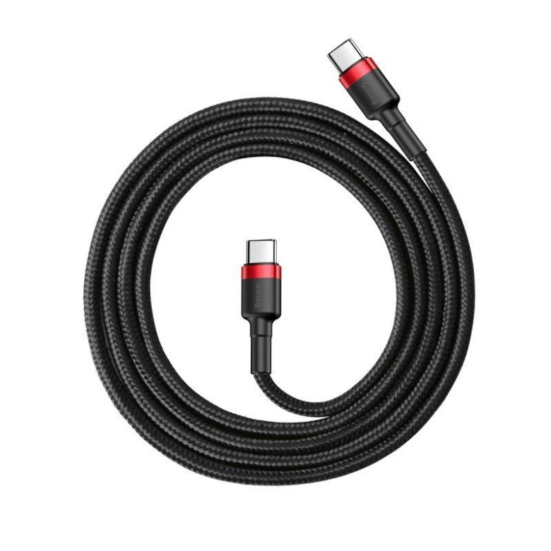 Baseus Cafule USB-C - USB-C PD 2.0 QC 3.0 kábel 60 W 1 m (fekete-piros) Baseus Cafule USB-C - USB-C PD 2.0 QC 3.0 kábel 60 W 1 m (fekete-piros)