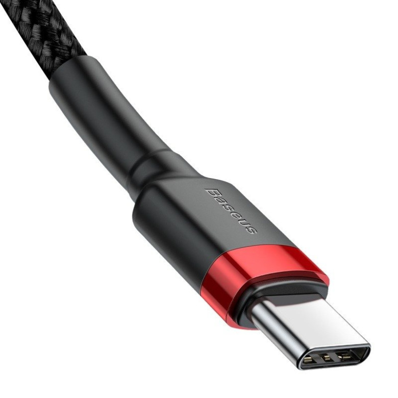 Baseus Cafule USB-C - USB-C PD 2.0 QC 3.0 kábel 60 W 1 m (fekete-piros) Baseus Cafule USB-C - USB-C PD 2.0 QC 3.0 kábel 60 W 1 m (fekete-piros)
