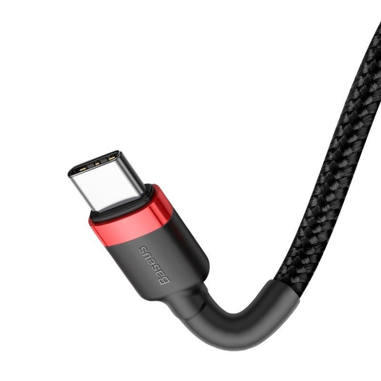 Baseus Cafule USB-C - USB-C PD 2.0 QC 3.0 kábel 60 W 1 m (fekete-piros) Baseus Cafule USB-C - USB-C PD 2.0 QC 3.0 kábel 60 W 1 m (fekete-piros)
