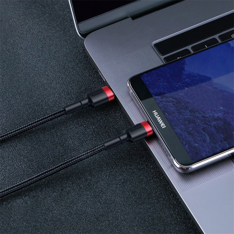 Baseus Cafule USB-C - USB-C PD 2.0 QC 3.0 kábel 60 W 1 m (fekete-piros) Baseus Cafule USB-C - USB-C PD 2.0 QC 3.0 kábel 60 W 1 m (fekete-piros)