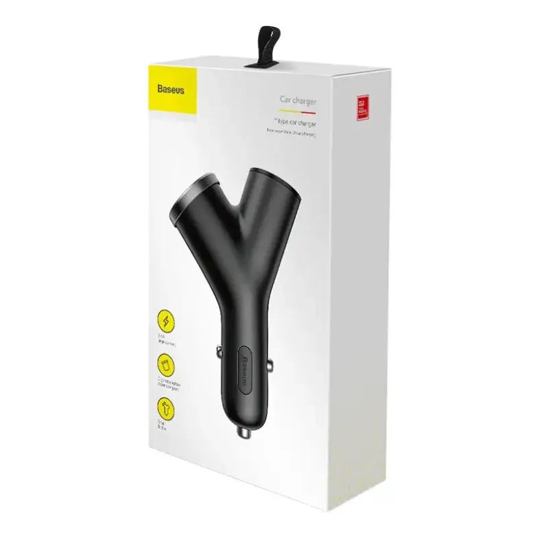 Baseus Y Type autós töltő 2xUSB, 3.4A, 40W (fekete) Baseus Y Type autós töltő 2xUSB, 3.4A, 40W (fekete)