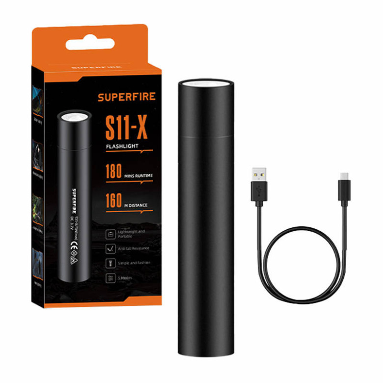 Zseblámpa Superfire S11-X – 700 lm, USB, 5 mód