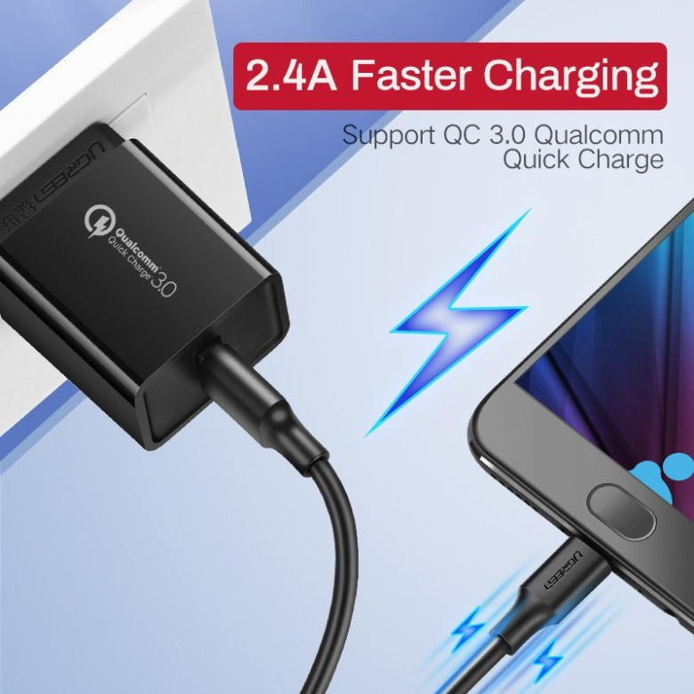 UGREEN USB-Micro USB kábel, QC 3.0, 2.4A, 0.50m (fehér) UGREEN USB-Micro USB kábel, QC 3.0, 2.4A, 0.50m (fehér)