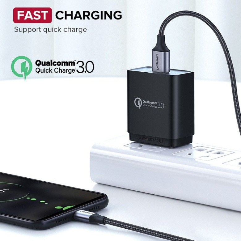 UGREEN USB-Micro USB kábel, QC 3.0, 2.4A, 1.5m (fekete) UGREEN USB-Micro USB kábel, QC 3.0, 2.4A, 1.5m (fekete)
