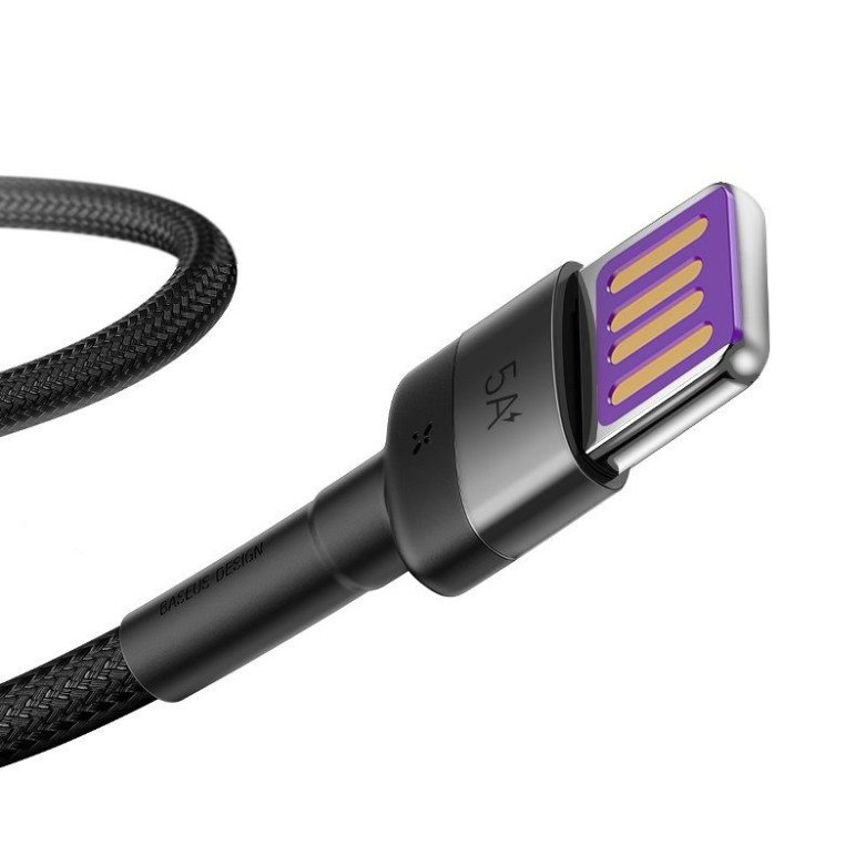 Baseus Cafule USB-USB-C kábel Huawei SuperCharge, QC 3.0, 5A 1m (fekete-szürke) Baseus Cafule USB-USB-C kábel Huawei SuperCharge, QC 3.0, 5A 1m (fekete-szürke)
