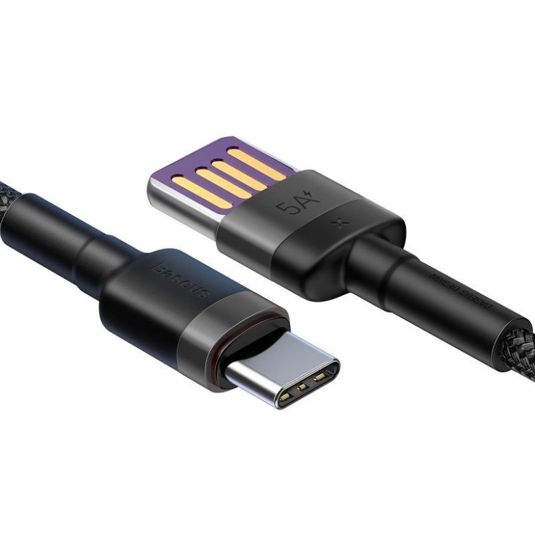 Baseus Cafule USB-USB-C kábel Huawei SuperCharge, QC 3.0, 5A 1m (fekete-szürke) Baseus Cafule USB-USB-C kábel Huawei SuperCharge, QC 3.0, 5A 1m (fekete-szürke)