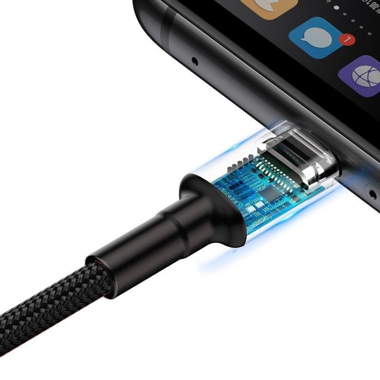 Baseus Cafule USB-USB-C kábel Huawei SuperCharge, QC 3.0, 5A 1m (fekete-szürke) Baseus Cafule USB-USB-C kábel Huawei SuperCharge, QC 3.0, 5A 1m (fekete-szürke)