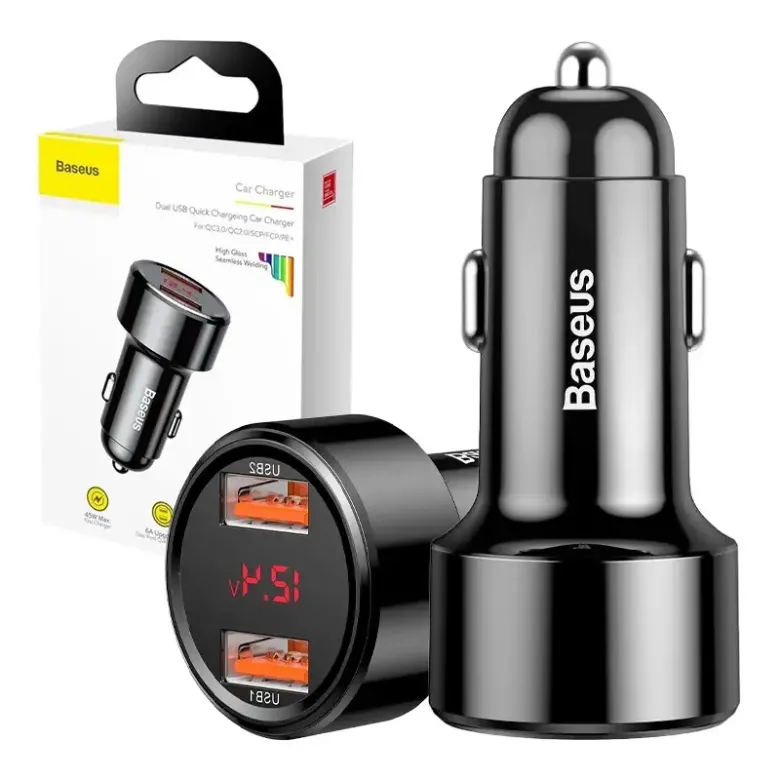 Baseus Magic 2x USB autós töltő, QC 3.0, 45W (fekete) Baseus Magic 2x USB autós töltő, QC 3.0, 45W (fekete)