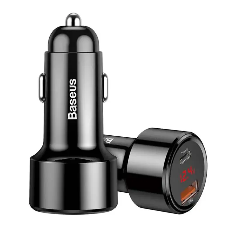 Baseus Magic USB + USB-C autós töltő, QC 4.0, PD, 45W (fekete) Baseus Magic USB + USB-C autós töltő, QC 4.0, PD, 45W (fekete)