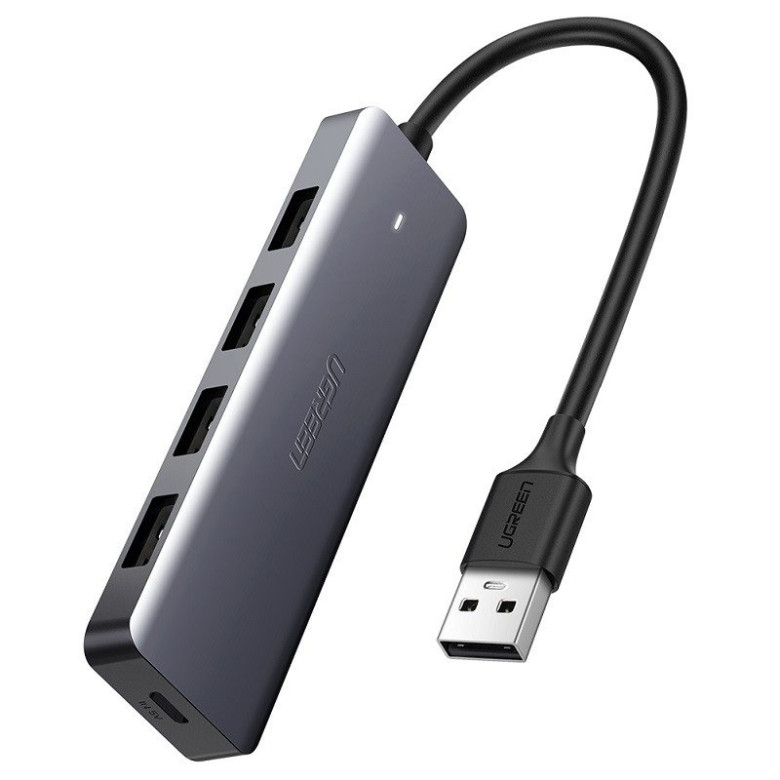 UGREEN CM219 4 az 1-ben USB adapter, 4x USB 3.0 + USB-C (szürke)